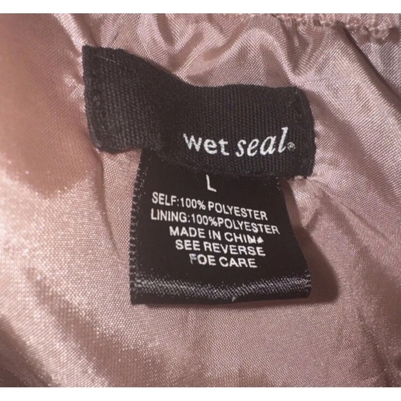 Y2K Baby Pink Satin Full Zip Bomber varsity Jacket Black Vintage Wet Seal Retro - Picture 2 of 6